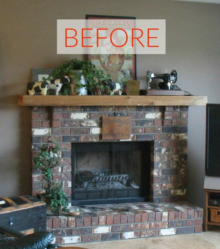 10 jaw dropping fireplace makeovers we can t stop looking at, Before A typical brick fireplace