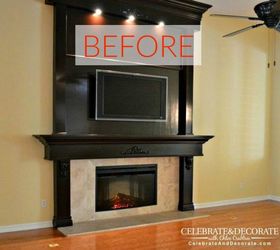 10 jaw dropping fireplace makeovers we can t stop looking at, Before A big and brown TV space