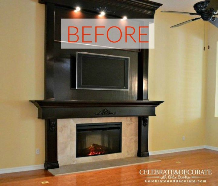 10 jaw dropping fireplace makeovers we can t stop looking at, Before A big and brown TV space
