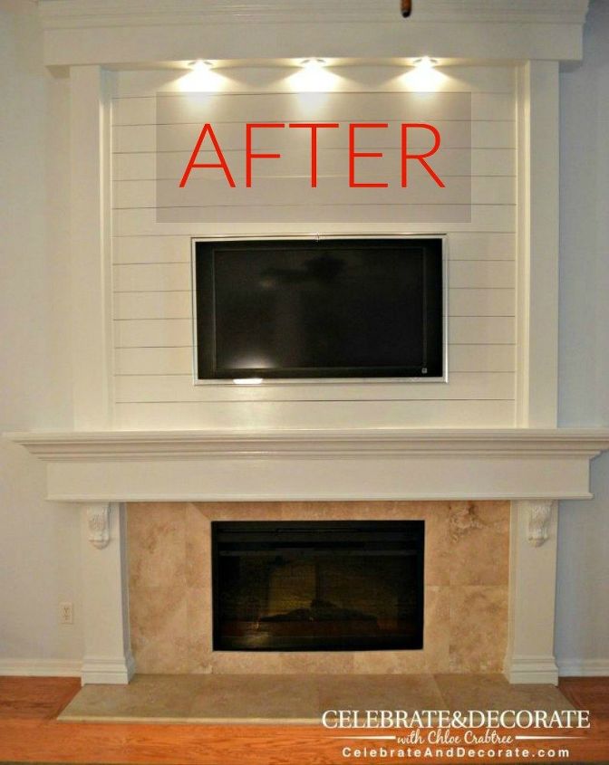 10 jaw dropping fireplace makeovers we can t stop looking at, After A stunning and simple shiplap wall