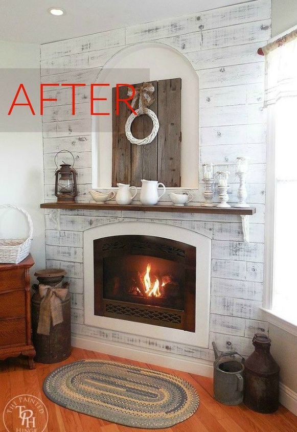 10 jaw dropping fireplace makeovers we can t stop looking at, After A farmhouse look and cozy area