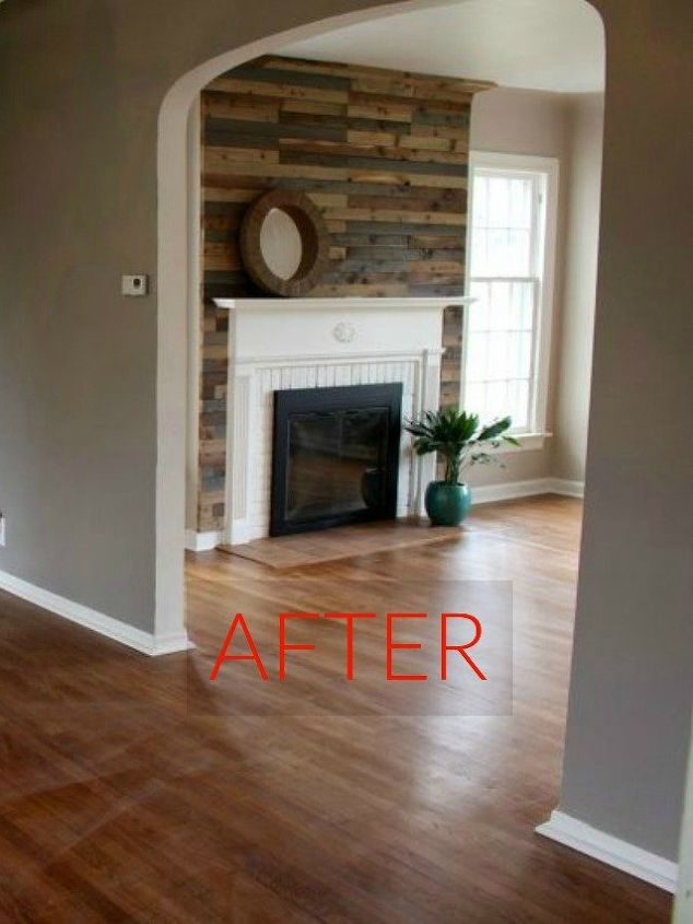 10 jaw dropping fireplace makeovers we can t stop looking at, After A colorful piece of woodwork