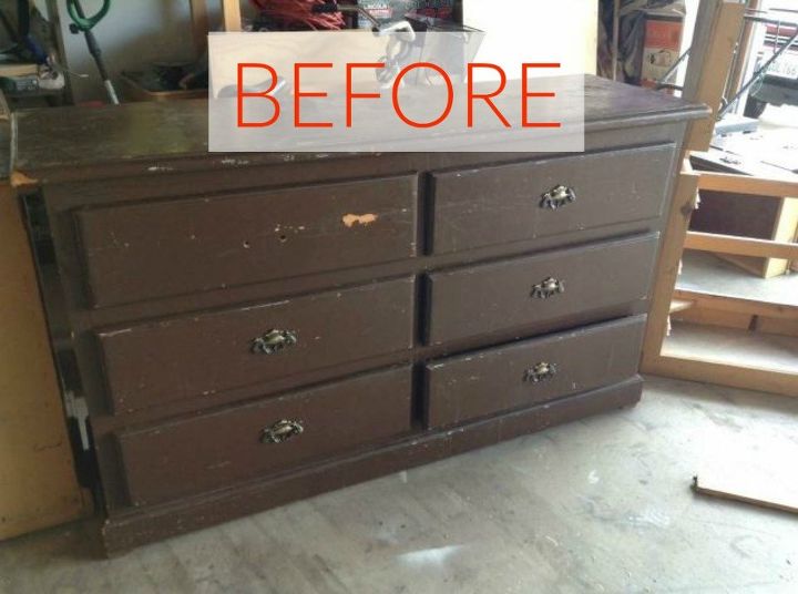 s 10 surprising ways to turn old furniture into extra seating, painted furniture, Before An old and battered dresser