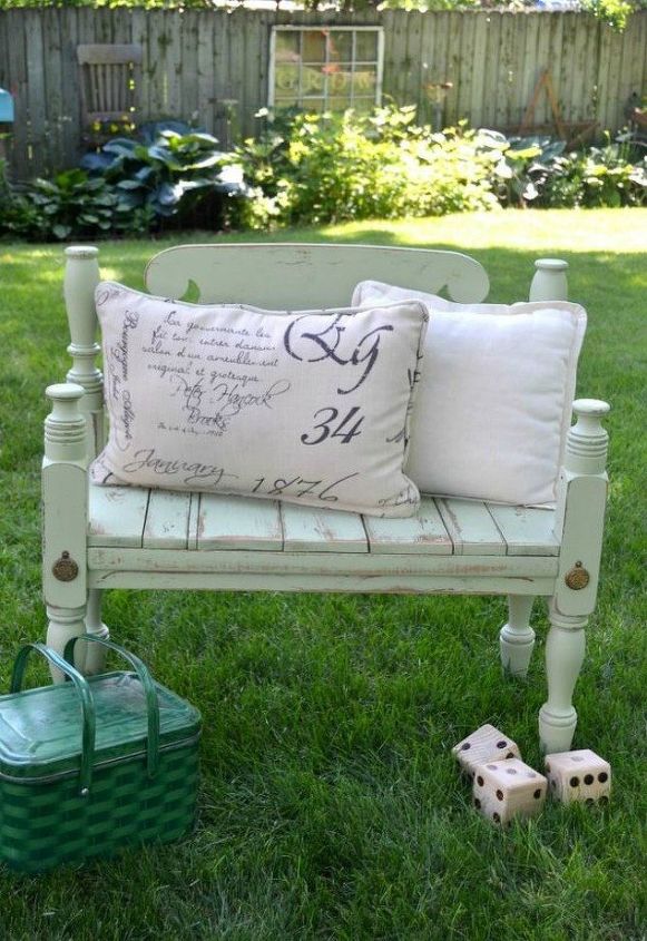 s 10 surprising ways to turn old furniture into extra seating, painted furniture, After A cute vintage garden seat