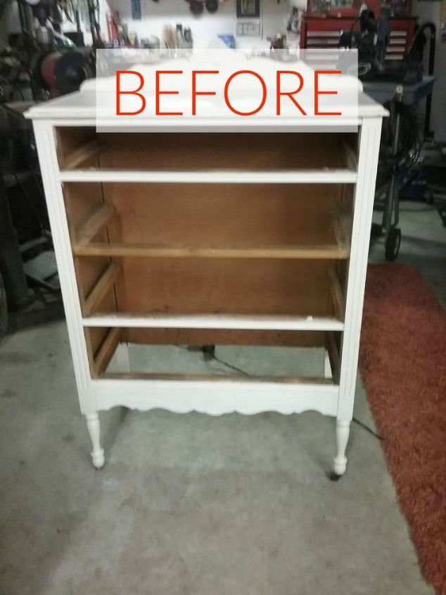 s 10 surprising ways to turn old furniture into extra seating, painted furniture, Before A tall antique dresser