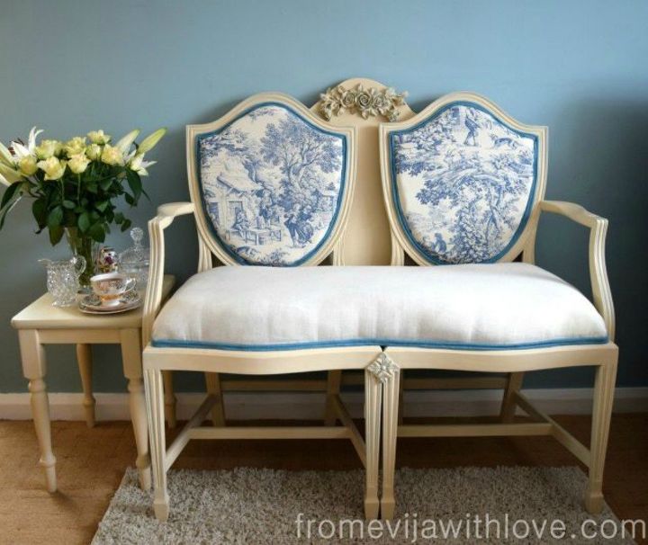 s 10 surprising ways to turn old furniture into extra seating, painted furniture, After A french style stunning bench