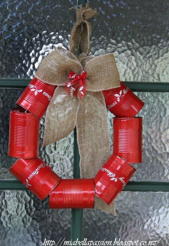 s tired of christmas wreaths try these ideas instead, crafts, wreaths, String some painted tin cans together
