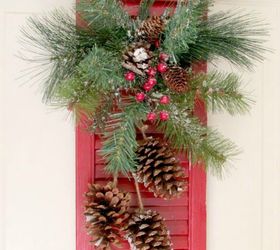 s tired of christmas wreaths try these ideas instead, crafts, wreaths, Hang some pine cones on a window shutter