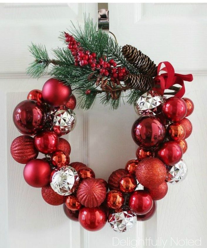 s tired of christmas wreaths try these ideas instead, crafts, wreaths, Hang ornaments on a wire hanger