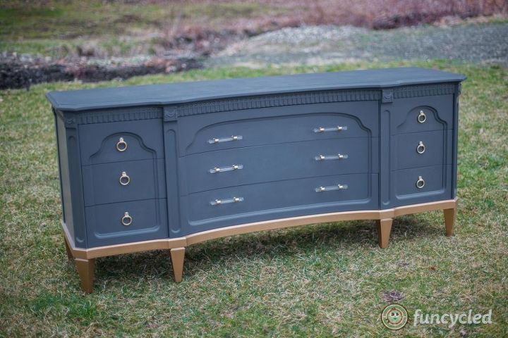 gold dipped navy dresser set, painted furniture
