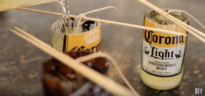diy beer bottle glass cutting candles