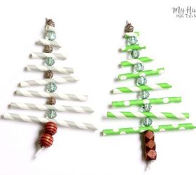 paper straw christmas tree ornaments, christmas decorations, gardening, seasonal holiday decor