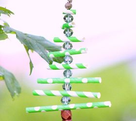 paper straw christmas tree ornaments, christmas decorations, gardening, seasonal holiday decor
