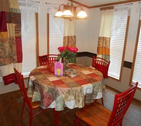 homemade quilt look dining curtains wrought iron set restored, fences, home decor, window treatments