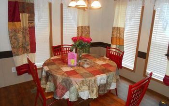 Homemade Quilt-Look Dining Curtains & Wrought Iron Set Restored