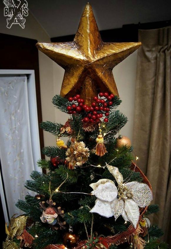 no se limite a decoraes essas idias de decorao de rvores so ainda melhores, Topper DIY para a rvore de Natal