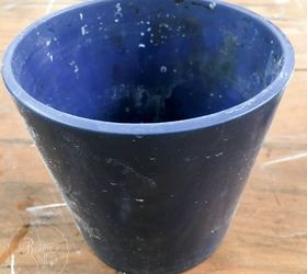 up styling a painted terracotta pot into a faux concrete pot, concrete masonry