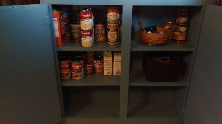 upper kitchen cabinet repurposed as a small pantry, closet, kitchen cabinets, kitchen design