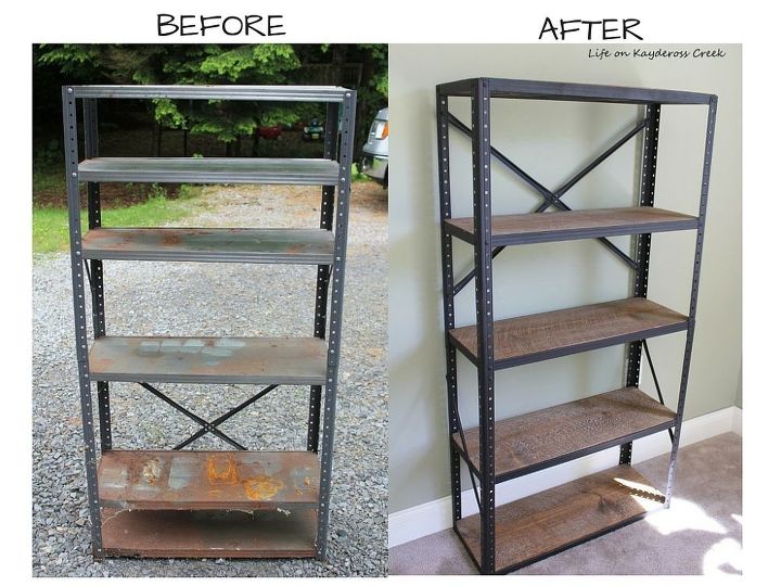 diy industrial style bookshelf, shelving ideas, storage ideas