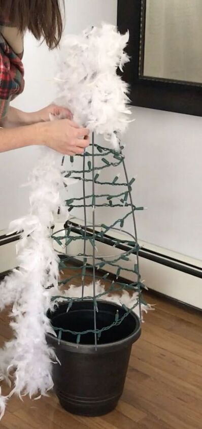 feathered christmas topiaries, gardening