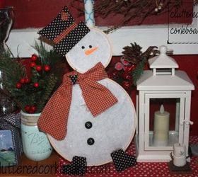 my whimsical wood hoop snowman