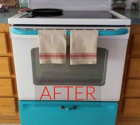 don t buy new appliances these 9 diy hacks are brilliant, After A perfect turquoise farmhouse oven