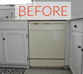 don t buy new appliances these 9 diy hacks are brilliant, Before A yucky almond colored dish washer