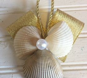 sea shell angel ornament, christmas decorations, seasonal holiday decor
