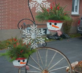 snowman hanging planter, gardening