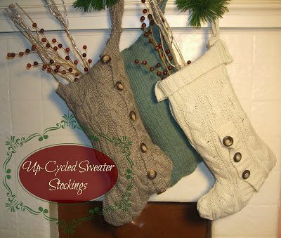 up cycled sweater stockings