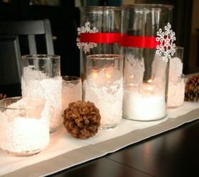 s let it snow with these 12 winter decorating ideas, Mod podge candle holders with epsom salt