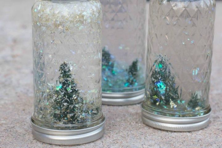 s let it snow with these 12 winter decorating ideas, Create your own snow globes with glitter