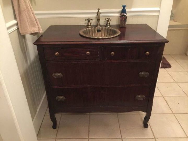 12 shocking things you can do with your old dresser, Install a sink for a stunning bathroom vanity