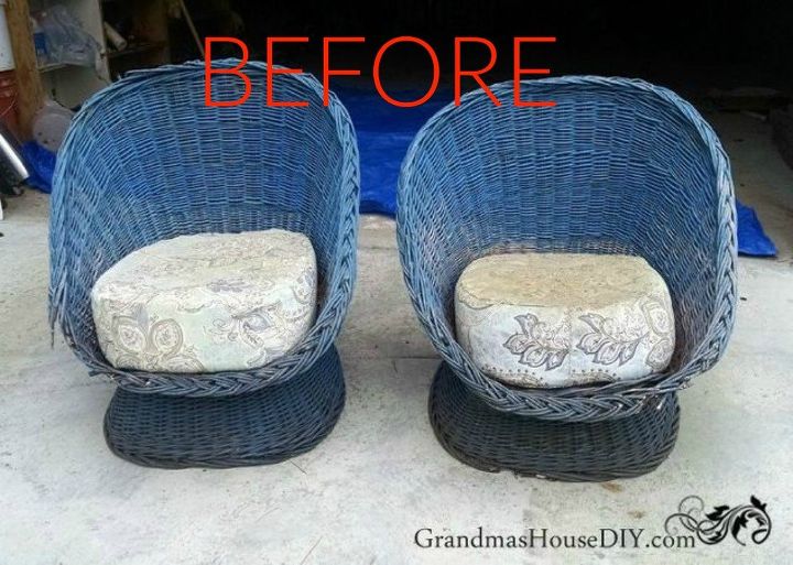 make wicker trendy again with these brilliant ideas, Before Two deep seated wicker chairs
