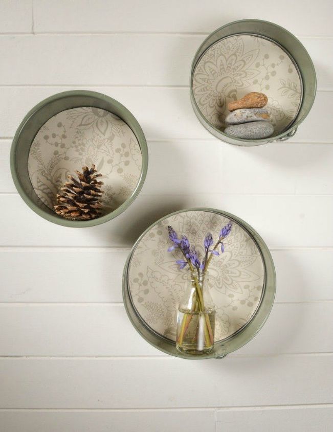 don t throw out that old cake pan before you see these 11 ideas, Hang it as a floating shelf