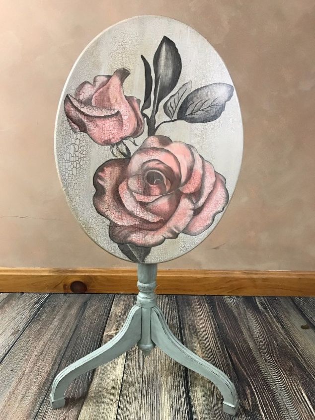 tilt top table with hand stained rose stainpaintedfurnitureart