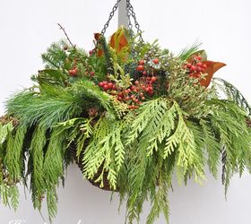 diy winter hanging basket, crafts