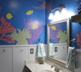 s give your kids the coolest bathroom with these 13 jaw dropping ideas, bathroom ideas, Paint the walls an underwater theme
