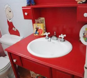s give your kids the coolest bathroom with these 13 jaw dropping ideas, bathroom ideas, Make a tiny space pop with Popeye