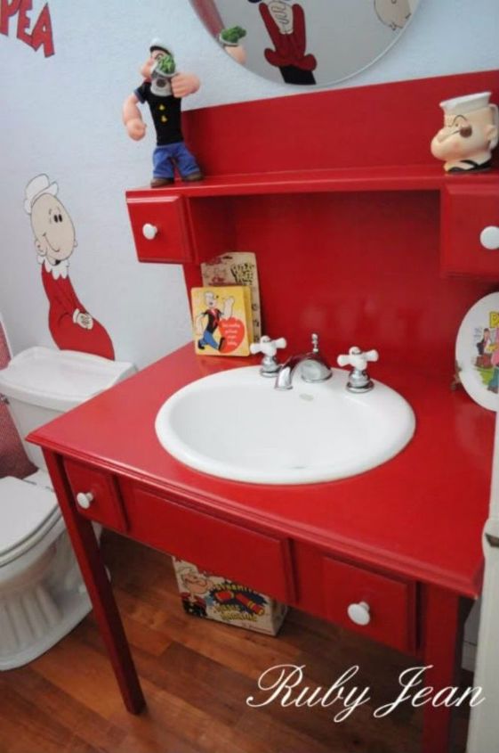 s give your kids the coolest bathroom with these 13 jaw dropping ideas, bathroom ideas, Make a tiny space pop with Popeye