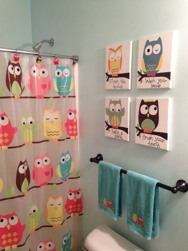 s give your kids the coolest bathroom with these 13 jaw dropping ideas, bathroom ideas, Have a hoot with owl themed decor