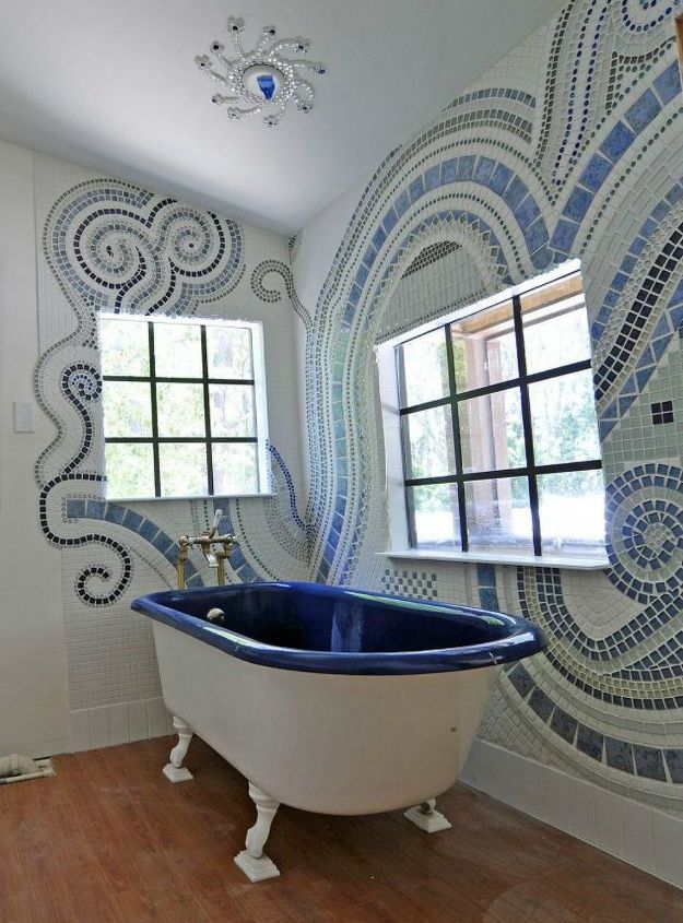 s give your kids the coolest bathroom with these 13 jaw dropping ideas, bathroom ideas, Create a mosaic wall for your artistic teen