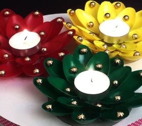 diy christmas candle holder craft using plastic spoons, crafts