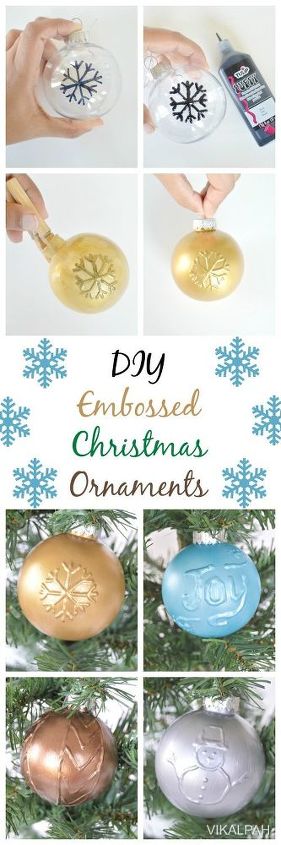 diy embossed christmas ornaments, christmas decorations, seasonal holiday decor