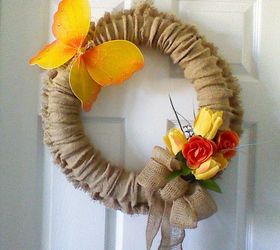 frugal four season burlap wreath, DIY Summer Wreath
