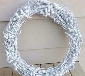 winter white christmas wreath, crafts, wreaths