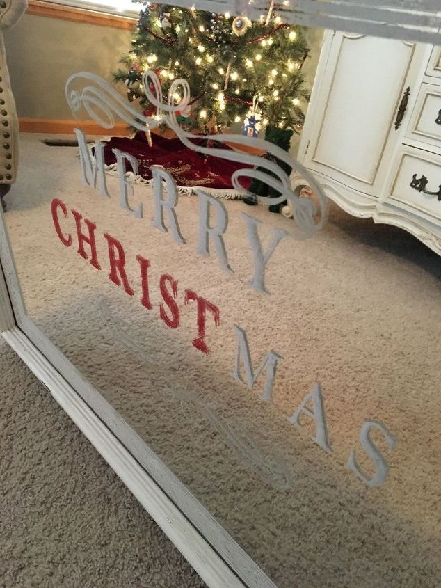 easy christmas diy stamped mirror, home decor
