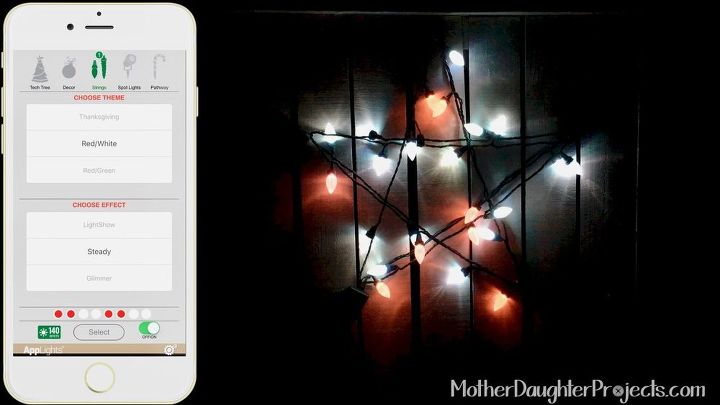 estrela de cerca de natal com app lights