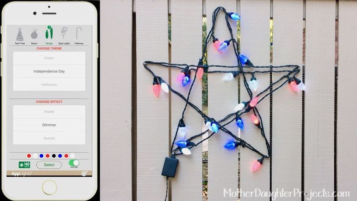 estrela de cerca de natal com app lights