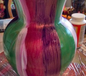 thrift store vase revived, Vertical Stripe with Unicorn SPiT